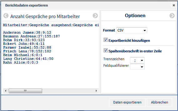 Daten export